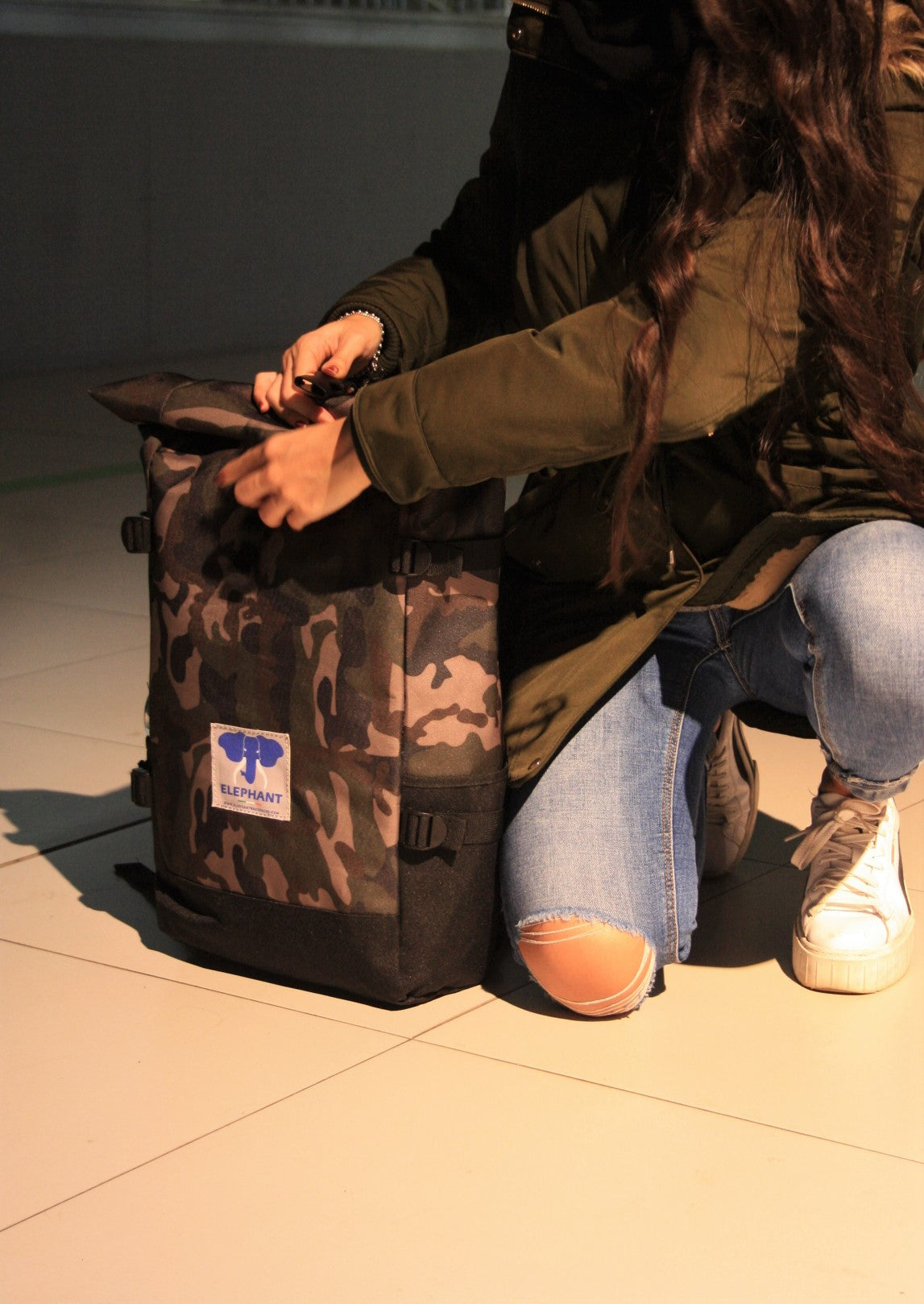 Zaino Roll top 22 lt - Jungle Camo/Nero