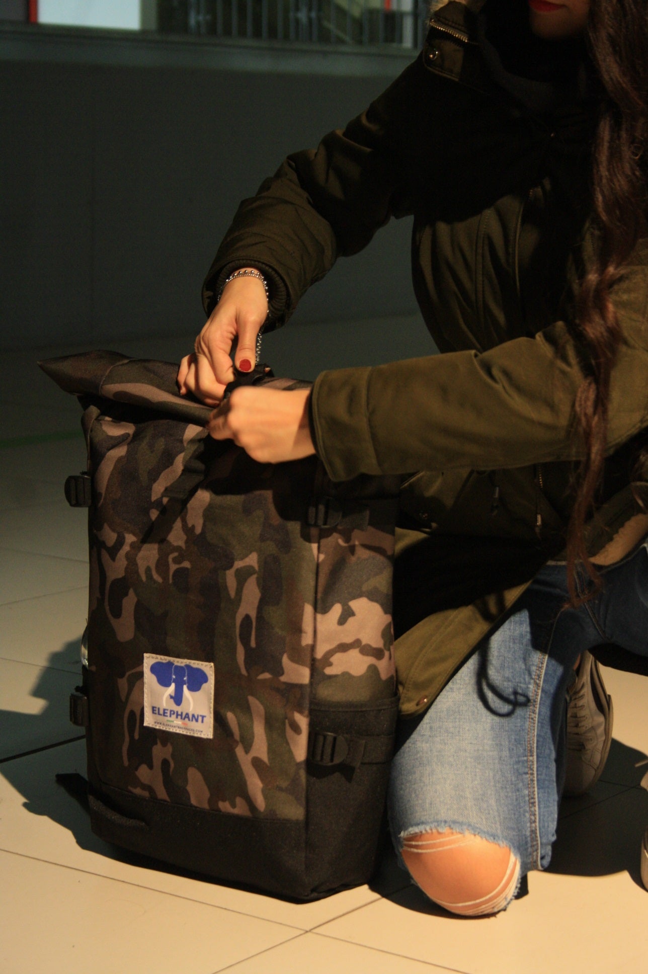 Zaino Roll top 22 lt - Jungle Camo/Nero